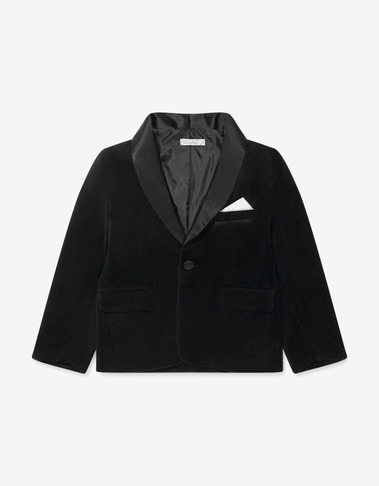 Boys Velvet Blazer in Black