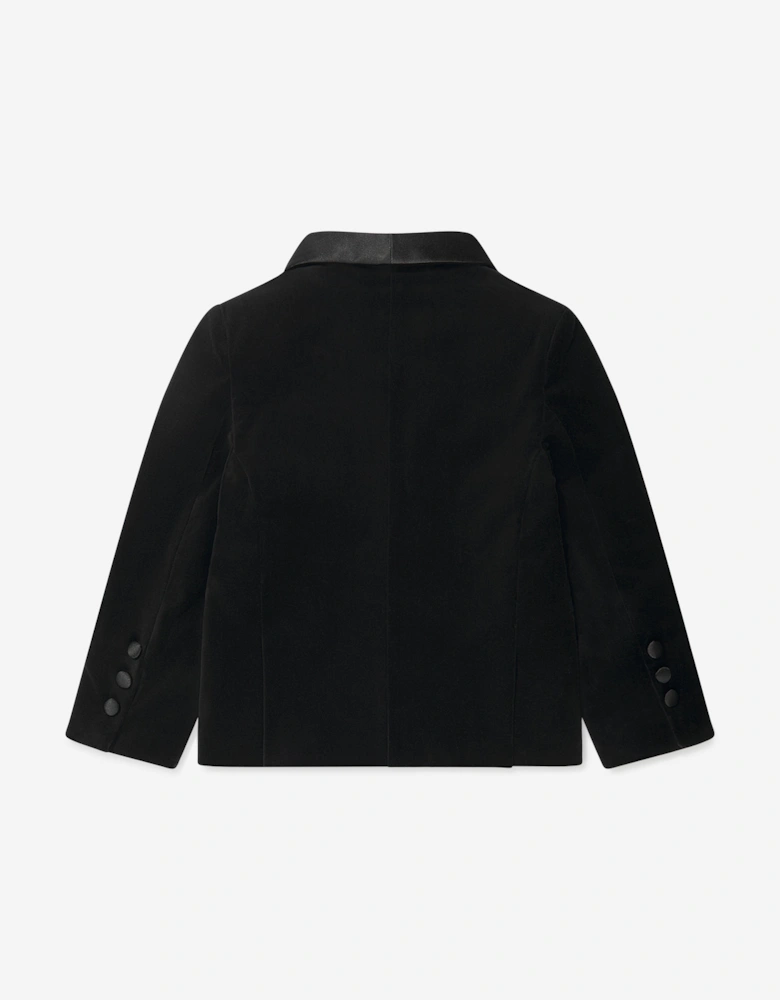 Boys Velvet Blazer in Black