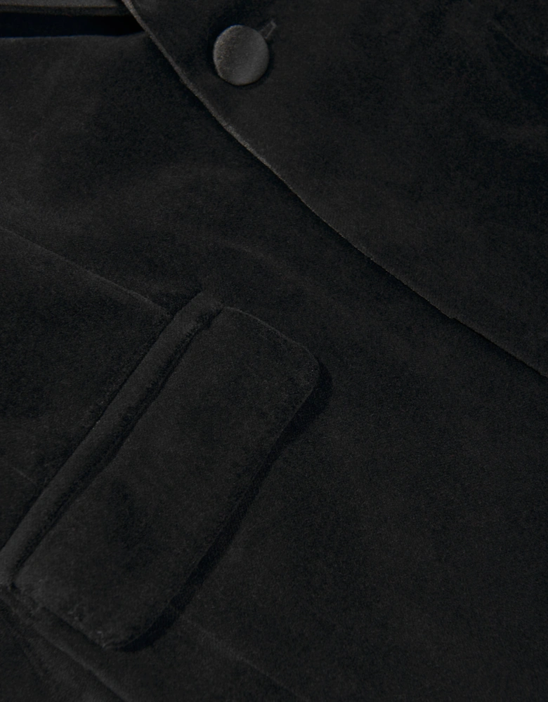 Boys Velvet Blazer in Black
