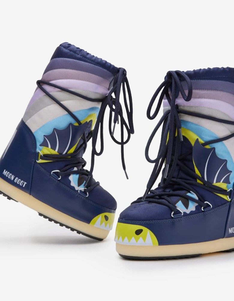 Moon Boot Boys Icon Dragon Boots in Blue