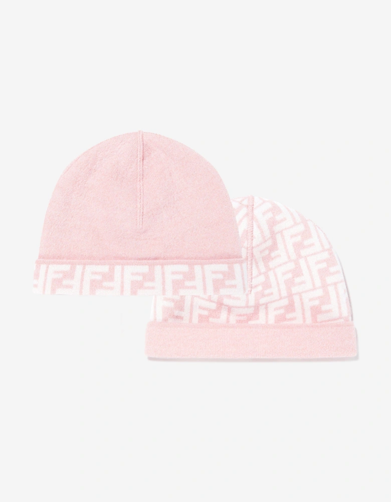 Girls FF Reversible Beanie Hat in Pink