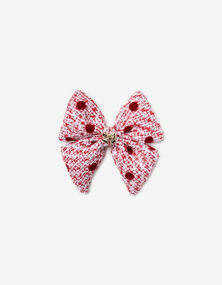 Girls Polka Dot Boucle Hair Bow in Red