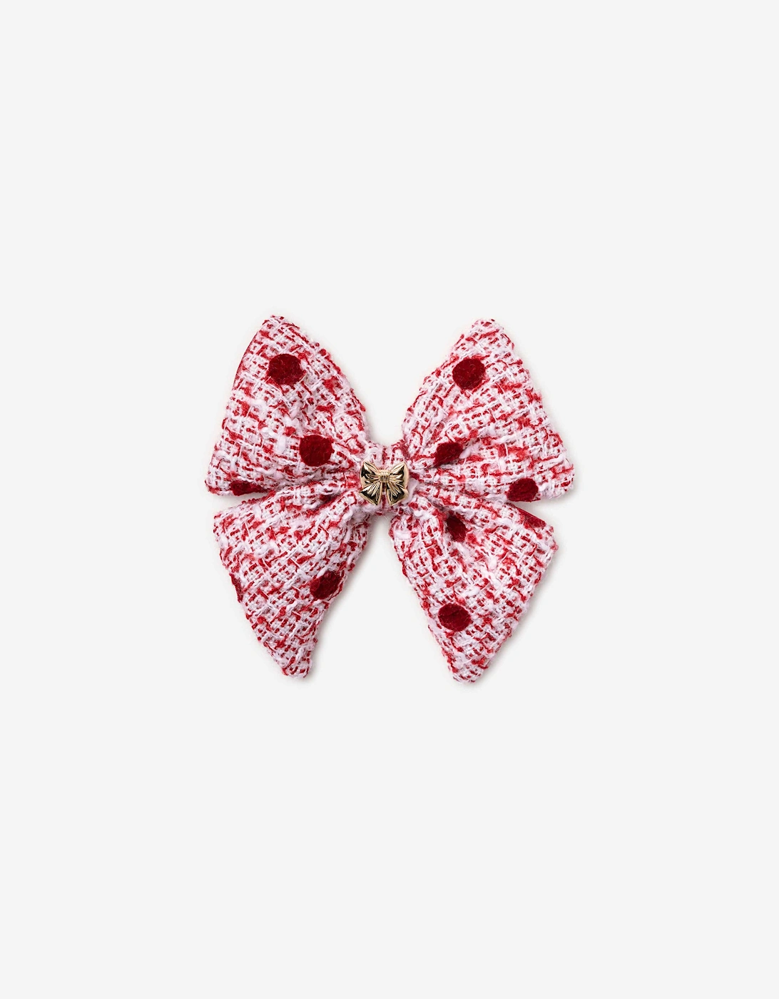 Girls Polka Dot Boucle Hair Bow in Red, 5 of 4