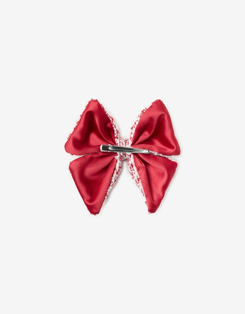 Girls Polka Dot Boucle Hair Bow in Red