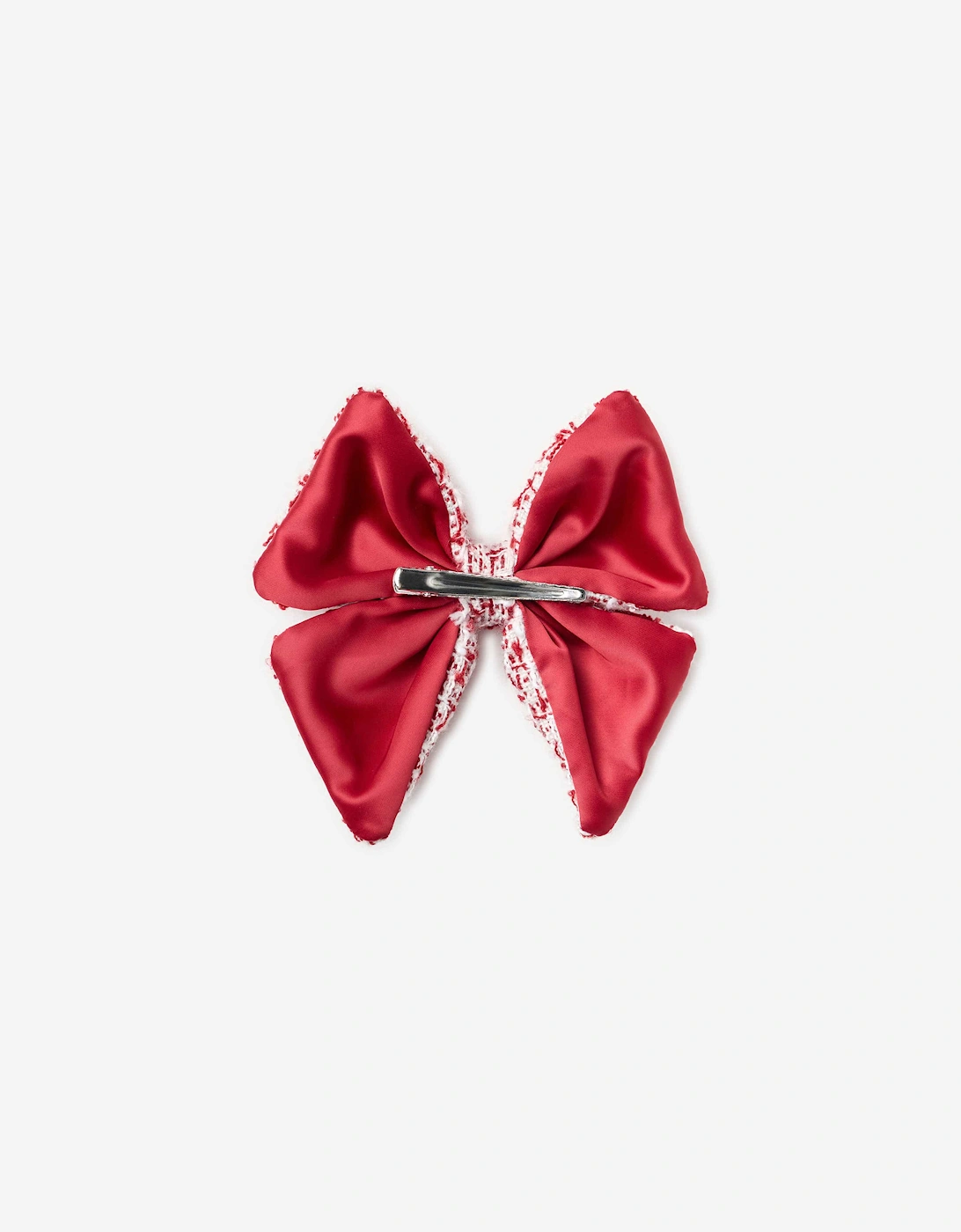 Girls Polka Dot Boucle Hair Bow in Red