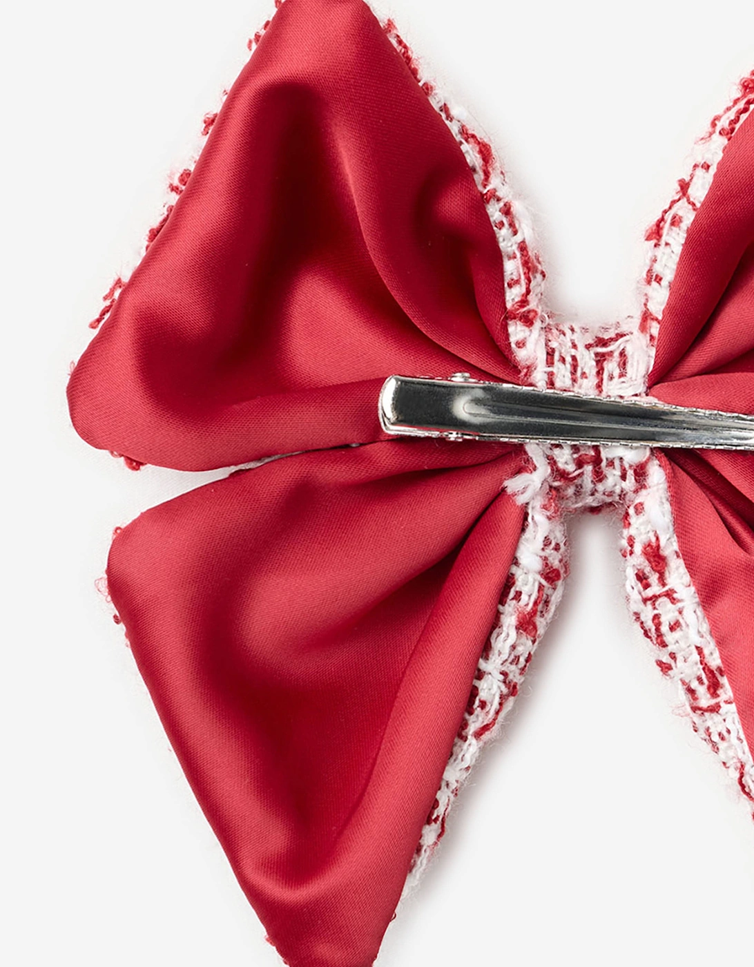 Girls Polka Dot Boucle Hair Bow in Red