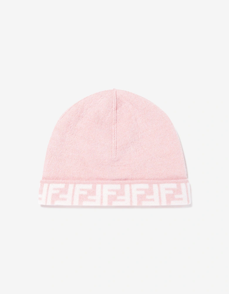 Girls FF Reversible Beanie Hat in Pink