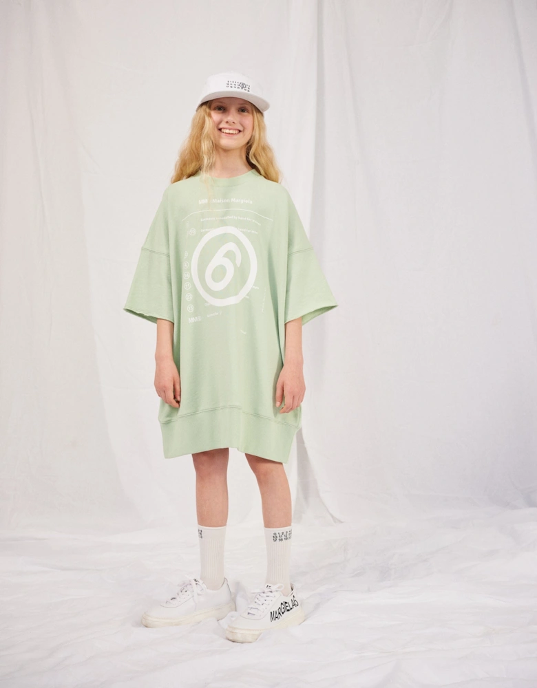 MM6 Girls Logo Sweater Dress in Green