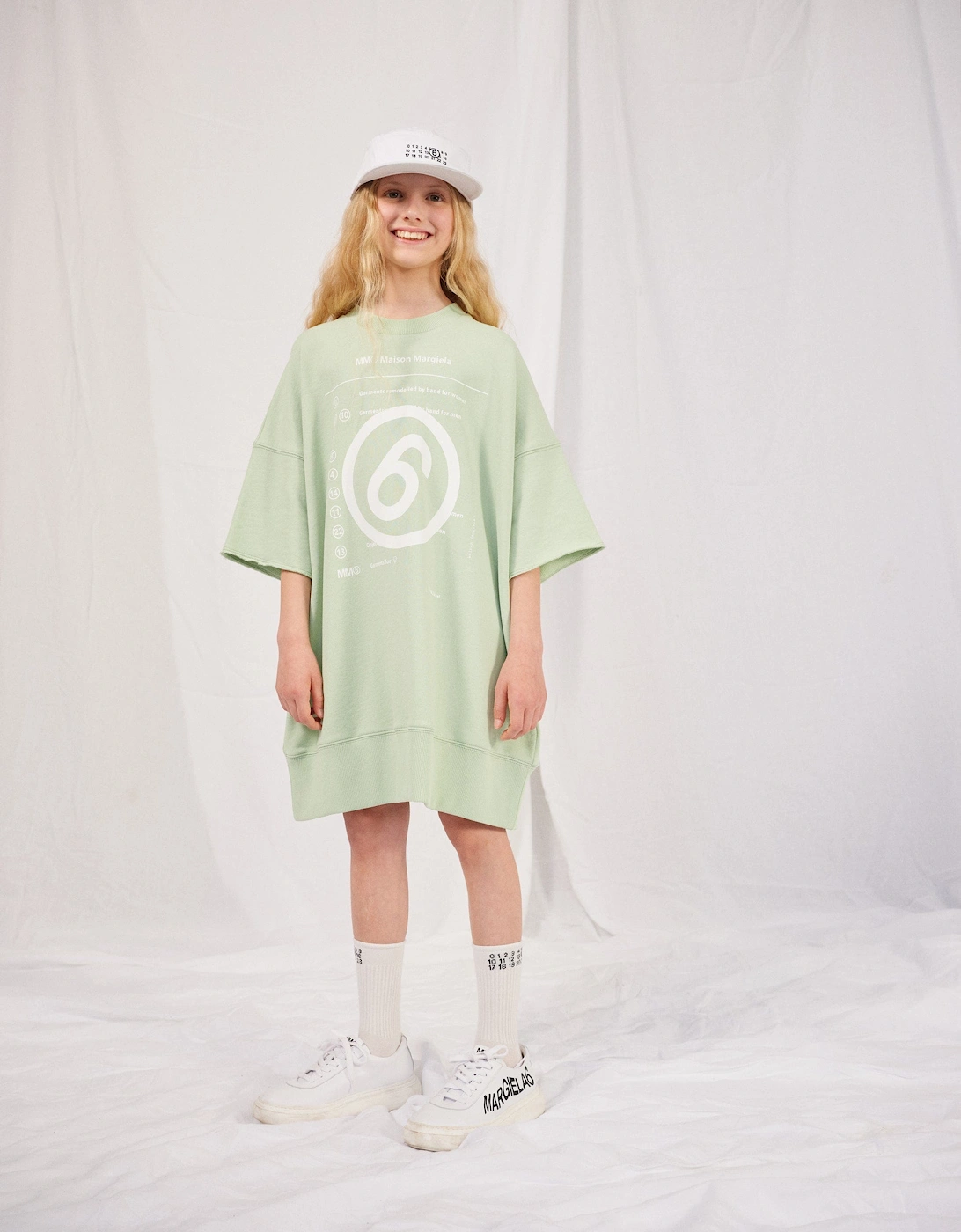 MM6 Girls Logo Sweater Dress in Green