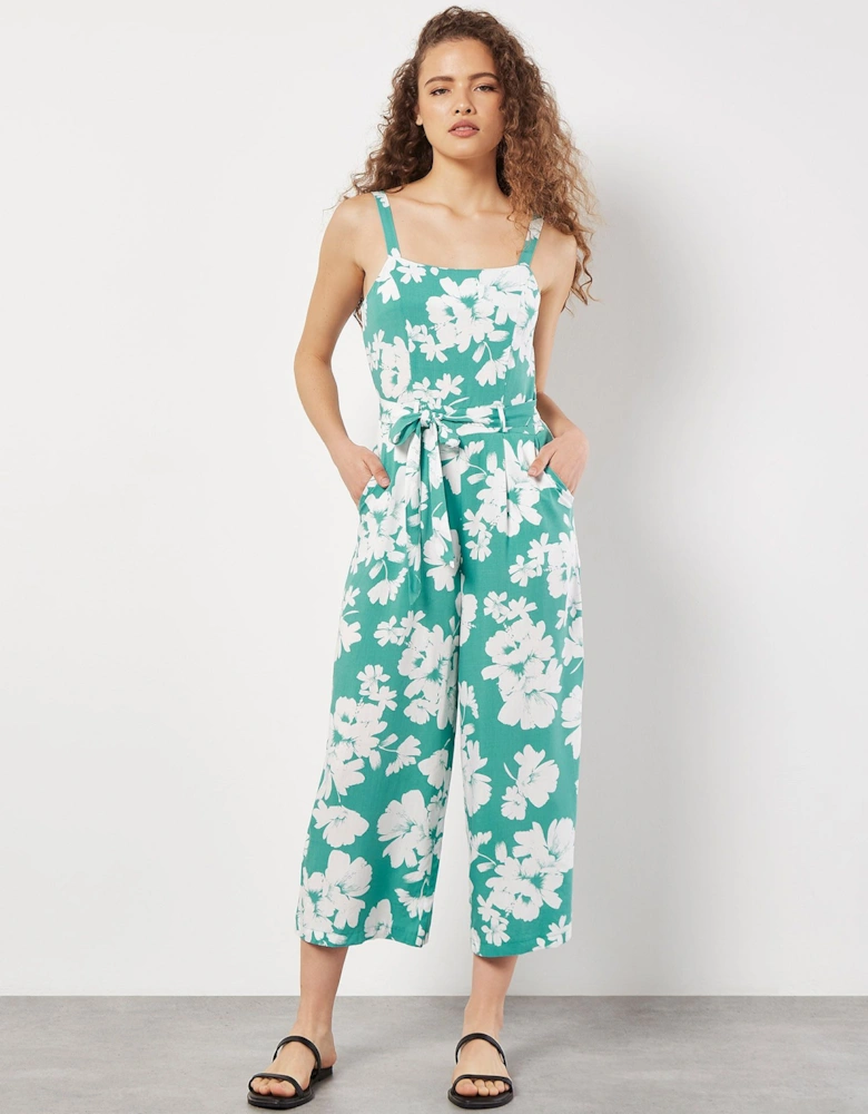 Floral Silhouette Wide-Leg Jumpsuit