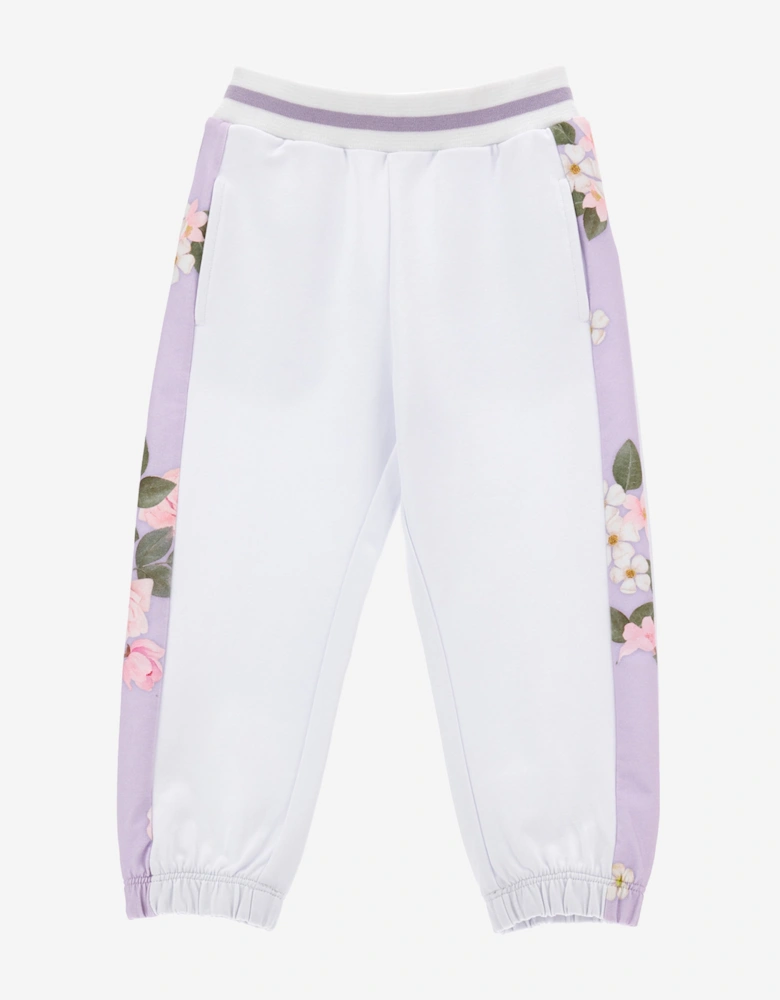 Girks Romantic Flowers Joggers in White