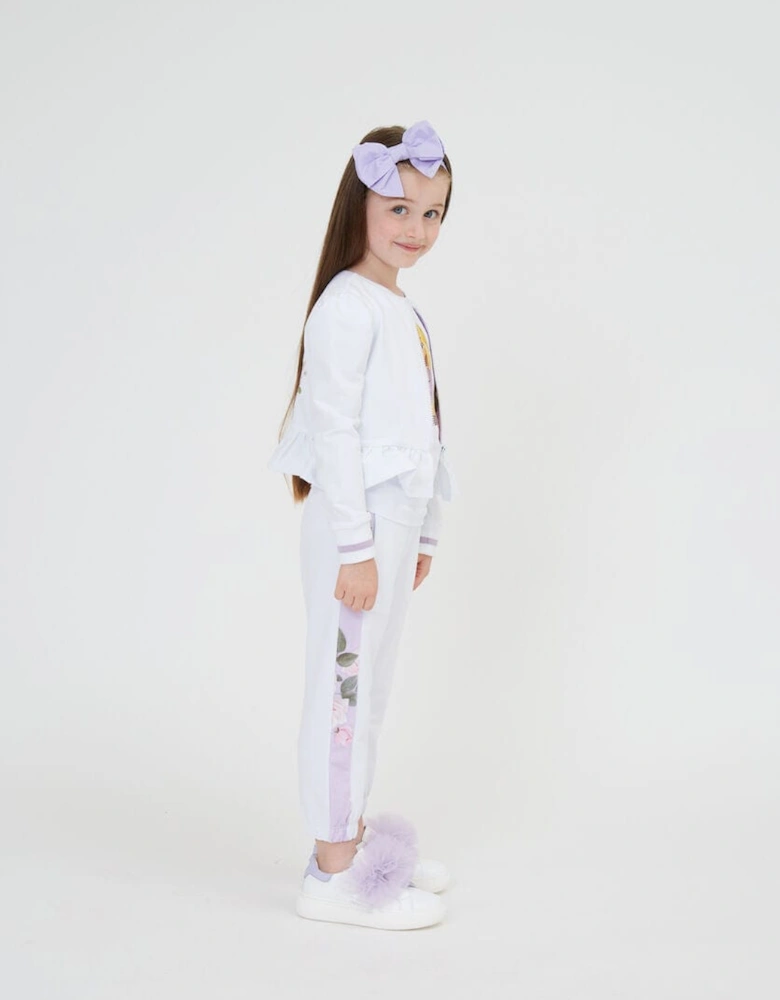Girks Romantic Flowers Joggers in White