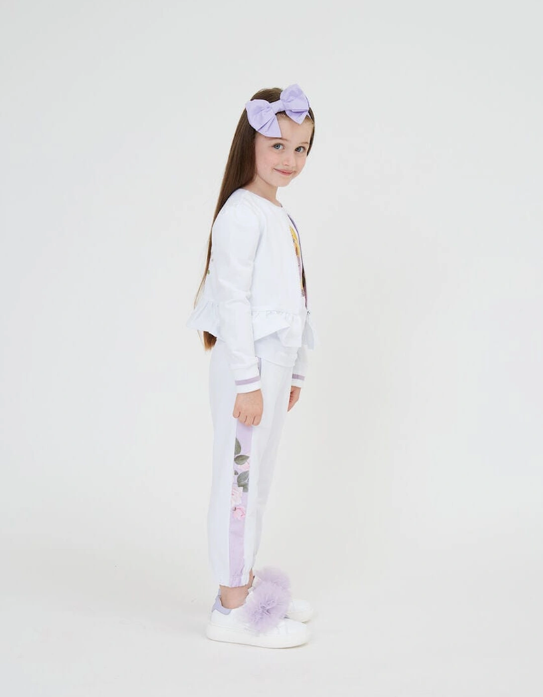 Girks Romantic Flowers Joggers in White