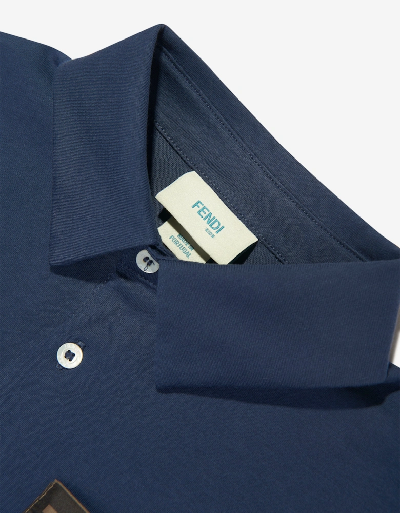 Boys FF Logo Polo Shirt In Navy