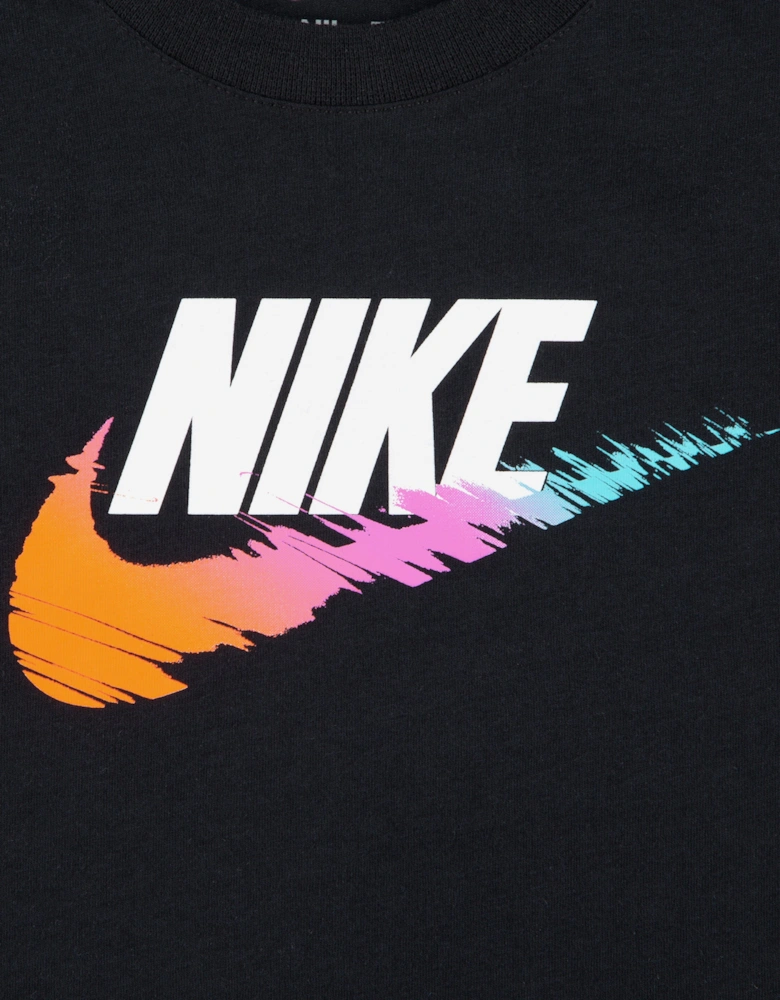 Boys Brandmark Swoosh T-Shirt in Black