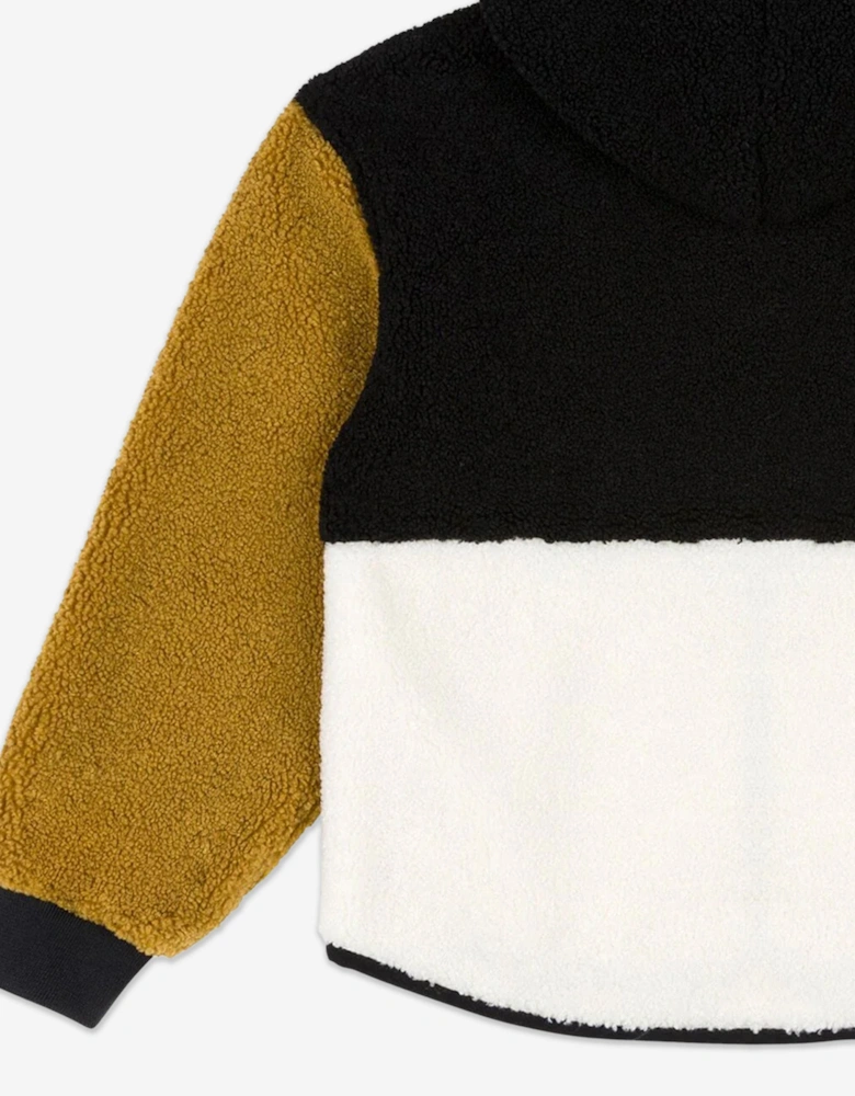 Kids Bear Logo Sherpa Jacket in Black