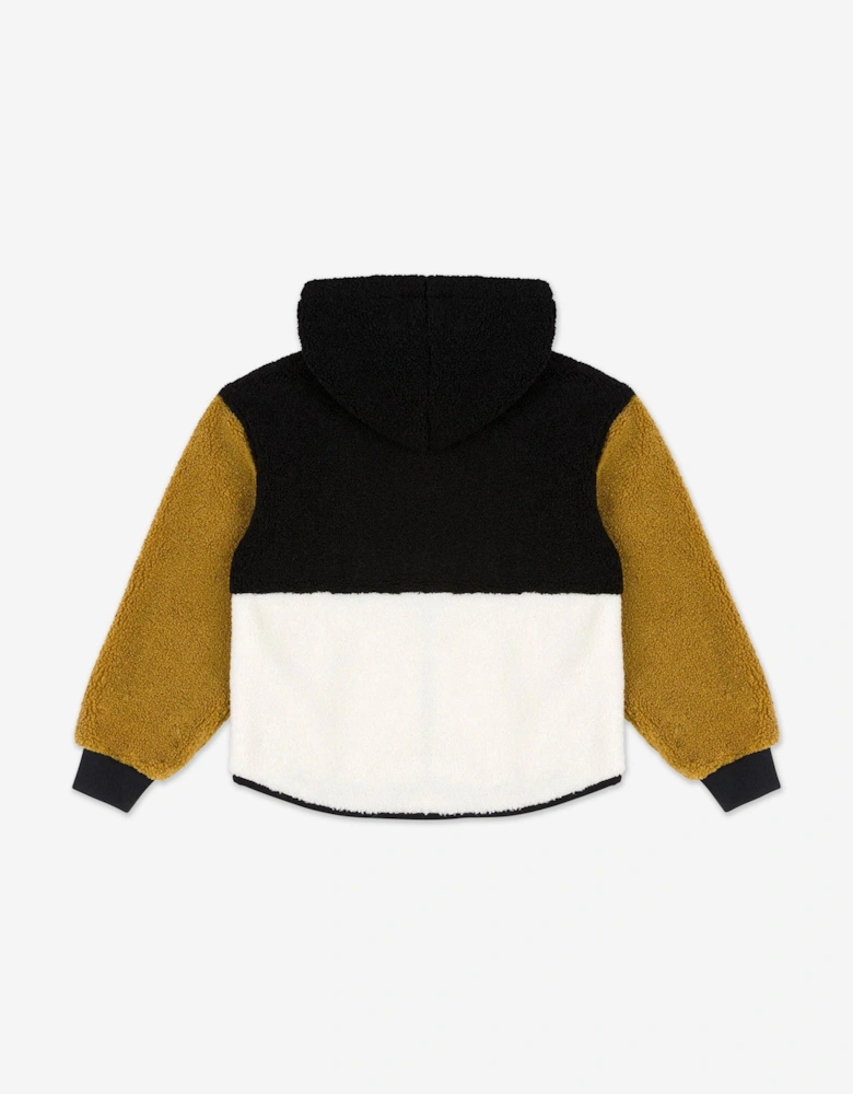 Kids Bear Logo Sherpa Jacket in Black
