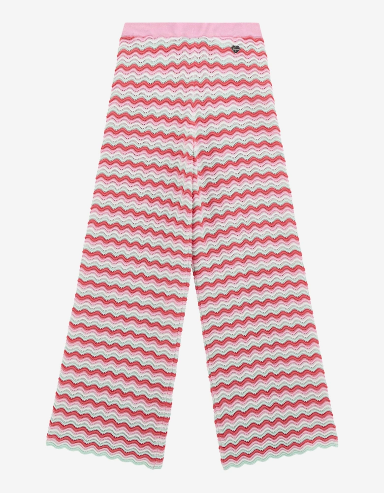 Girls Wavy Sweater Pants in Pink