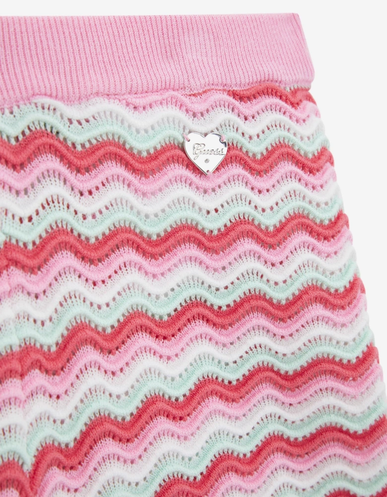 Girls Wavy Sweater Pants in Pink