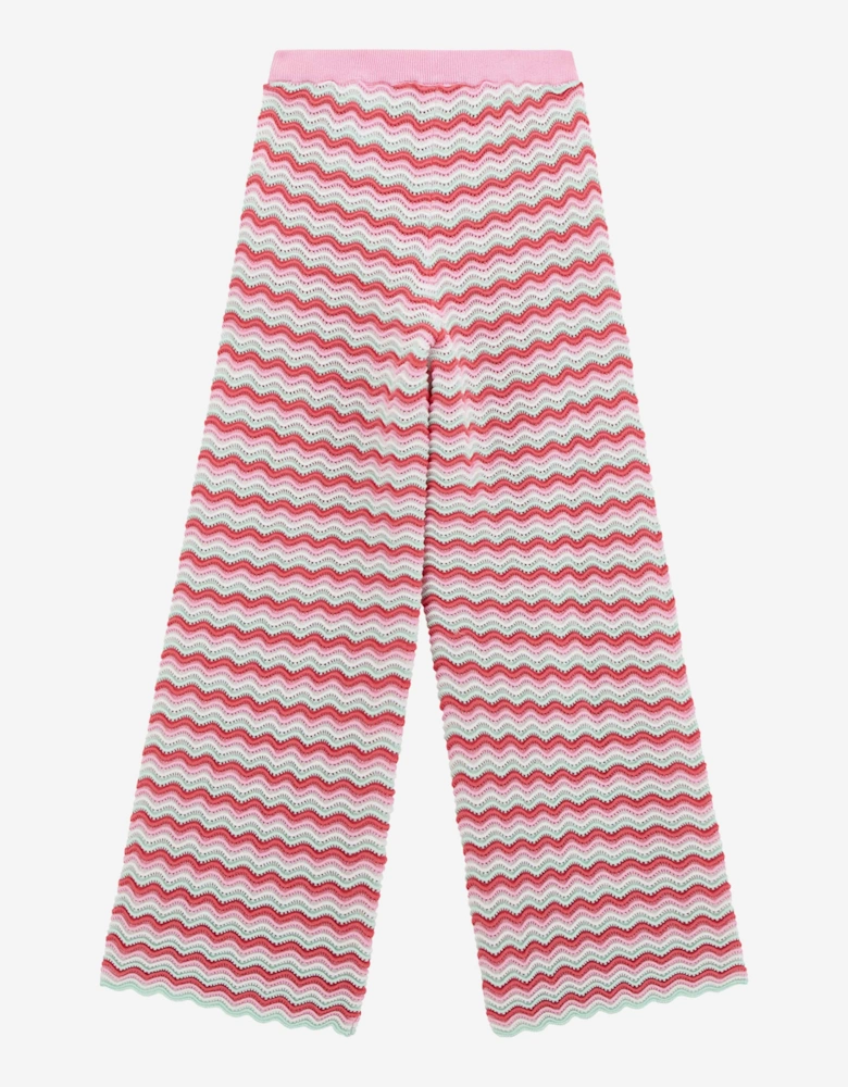 Girls Wavy Sweater Pants in Pink