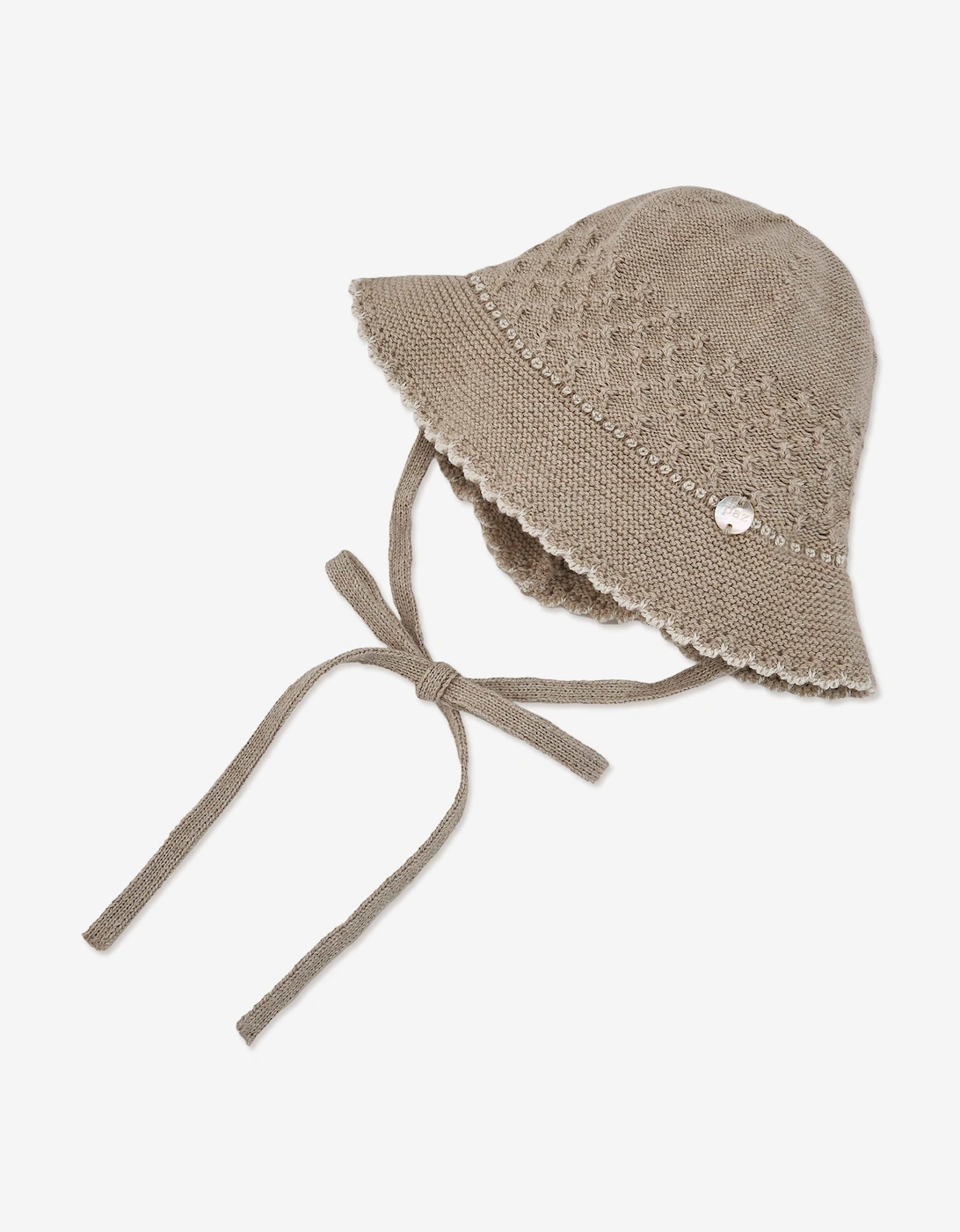 Baby Girls Cotton and Cashmere Hat in Beige