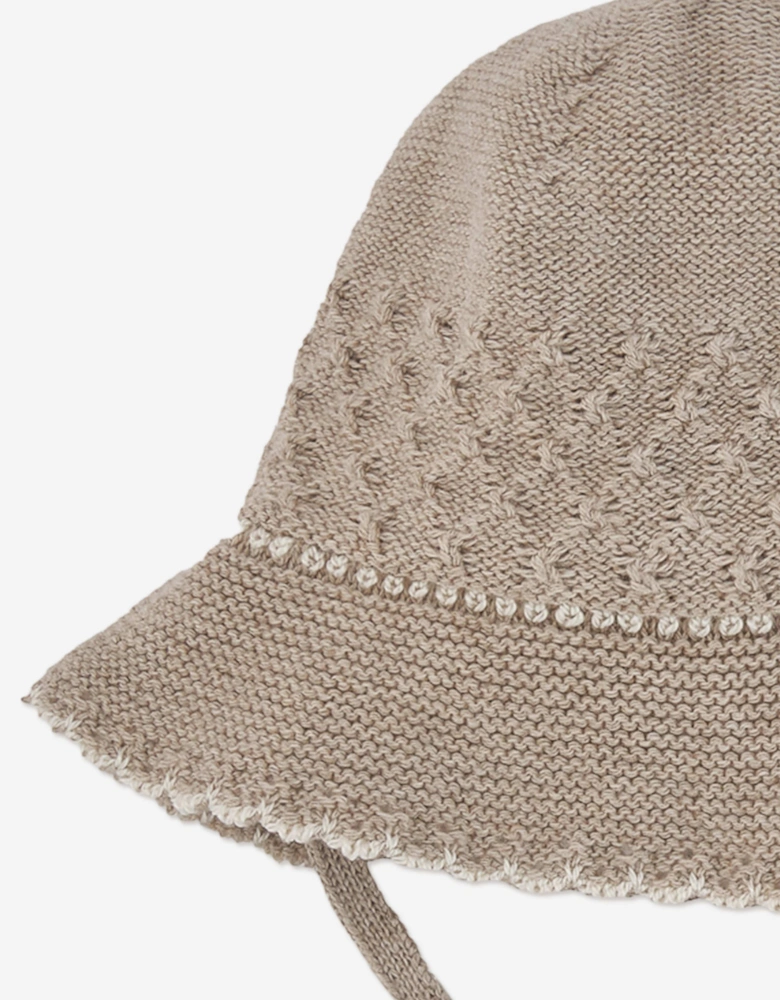 Baby Girls Cotton and Cashmere Hat in Beige