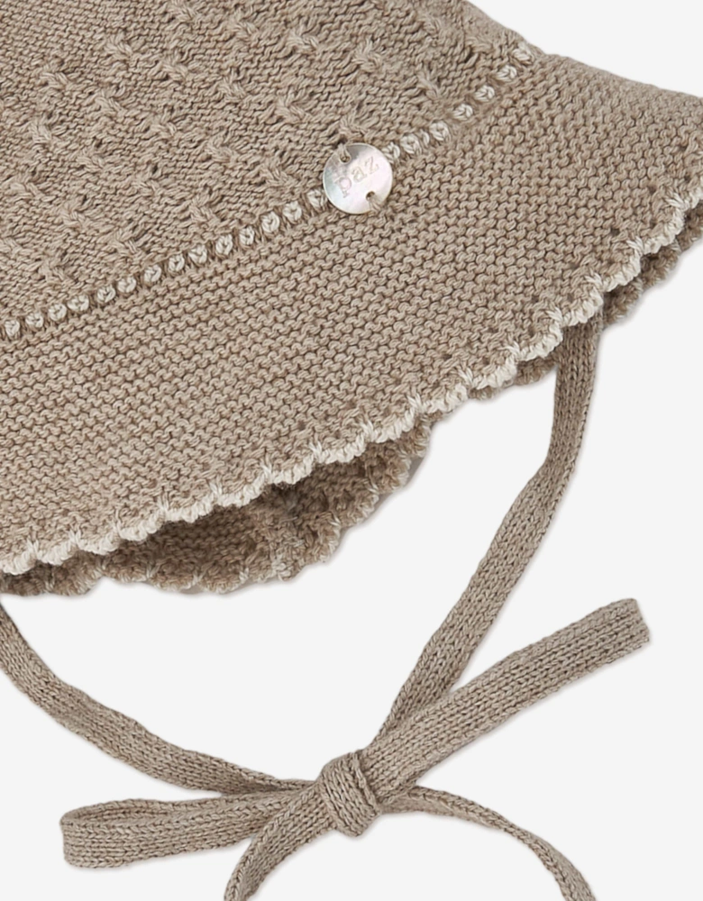 Baby Girls Cotton and Cashmere Hat in Beige