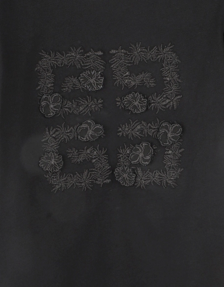 Girls Puff Sleeve Logo T-Shirt in Black