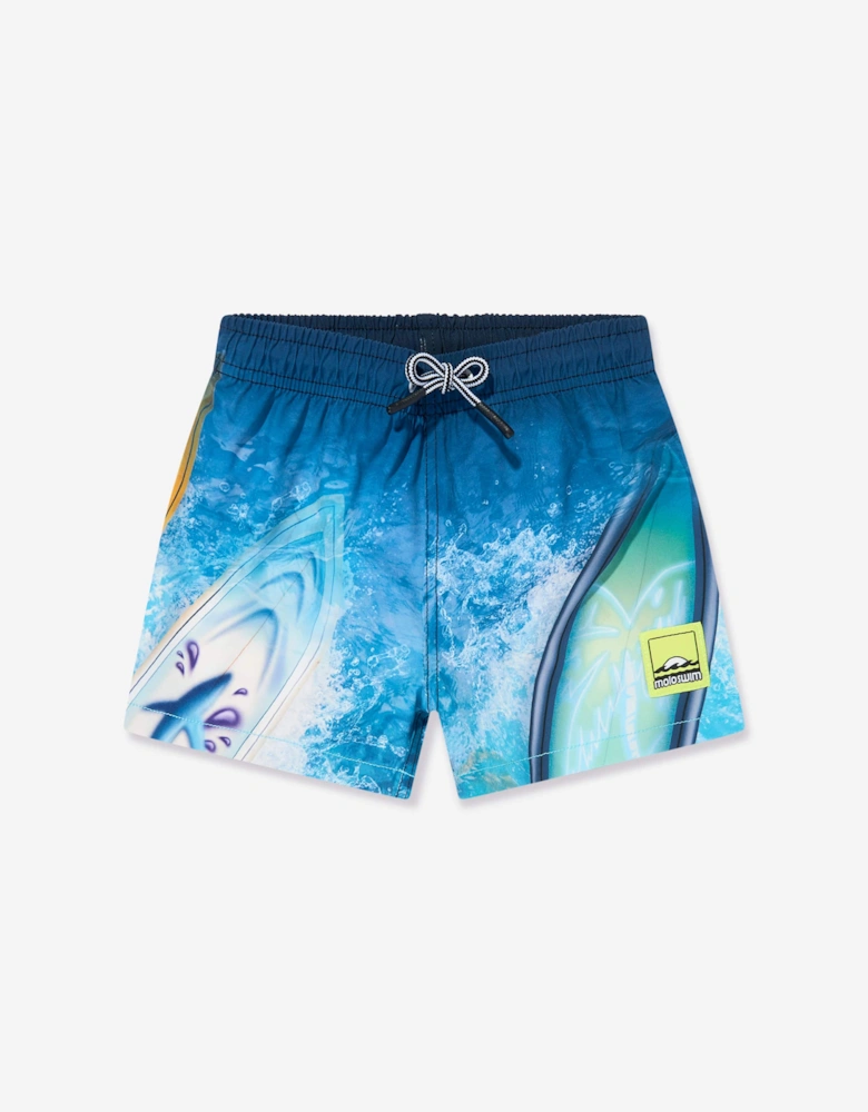Boys Niko Surf Art Chill Swim Shorts in Blue (UPF50+)