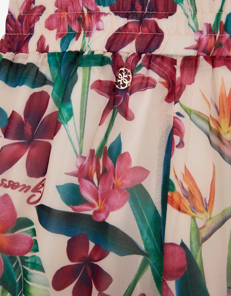 Girls Chiffon Floral Palazzo Pants in Multicolour