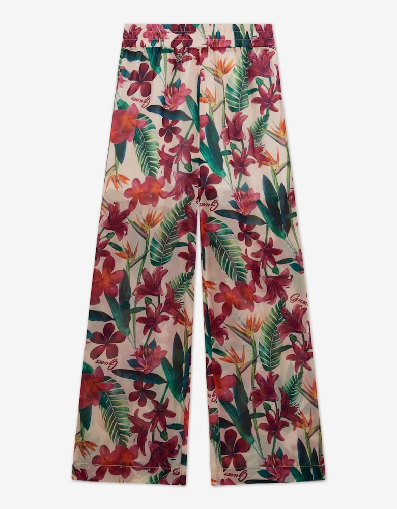 Girls Chiffon Floral Palazzo Pants in Multicolour