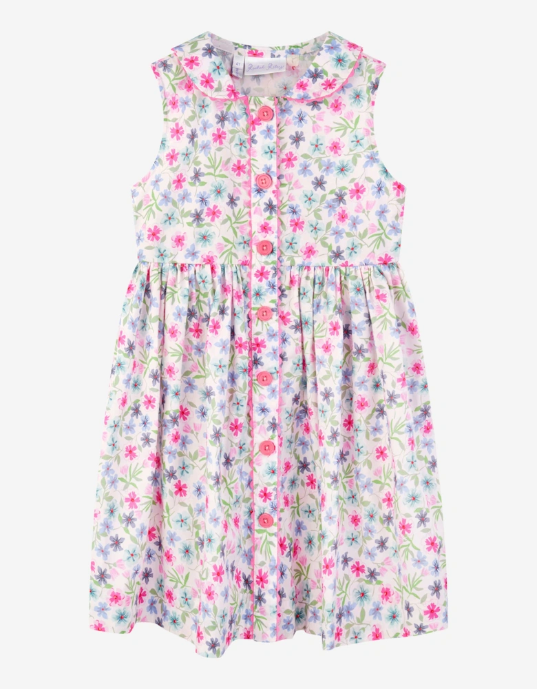 Girls Aster Sleeveless Button Front Dress in Pink