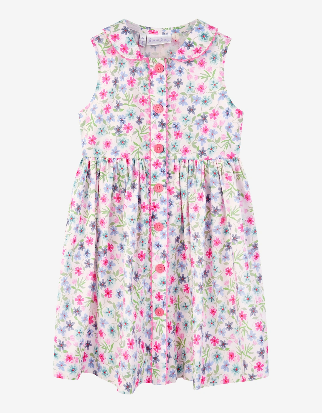 Girls Aster Sleeveless Button Front Dress in Pink, 5 of 4