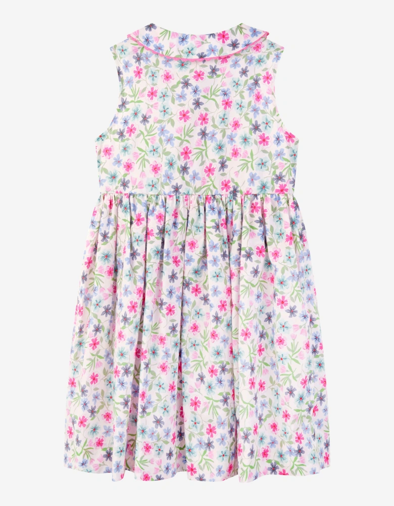 Girls Aster Sleeveless Button Front Dress in Pink