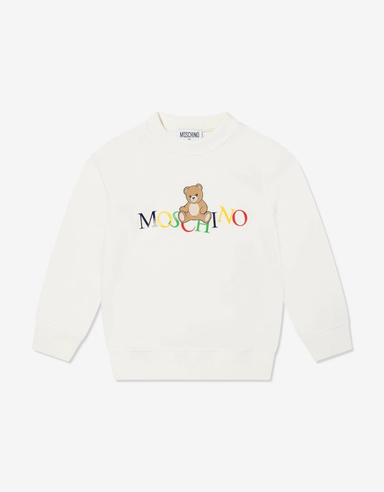 Kids Teddy Bear Logo Sweatshirt in Ivory