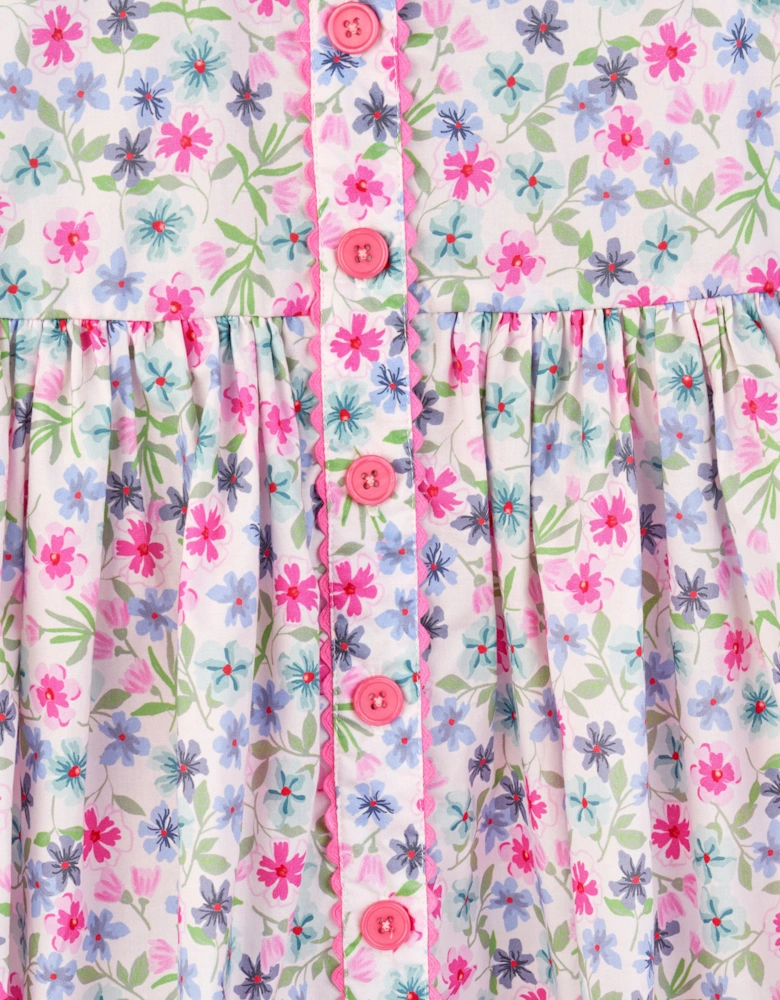 Girls Aster Sleeveless Button Front Dress in Pink