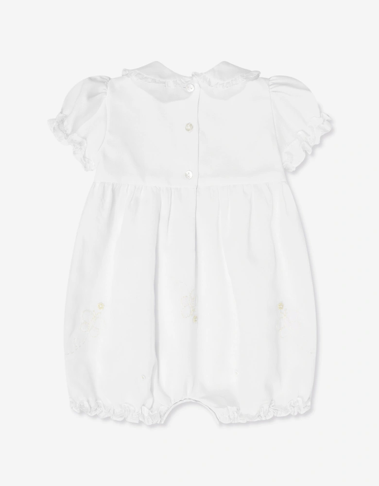 Baby Girls Bubble Romper and Hat in White