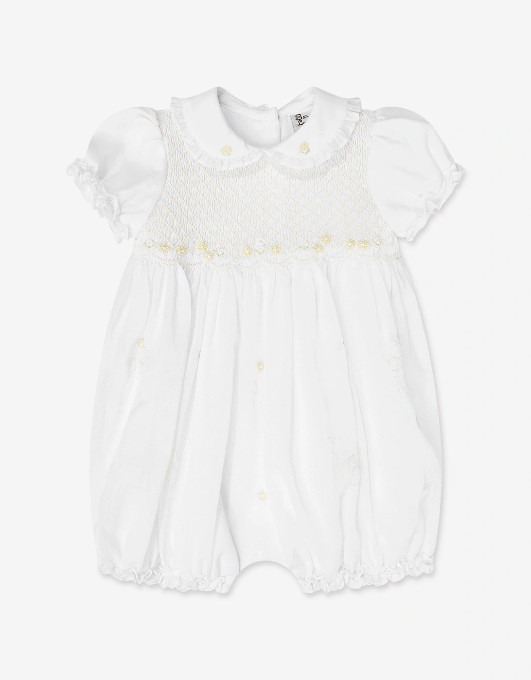 Baby Girls Bubble Romper and Hat in White