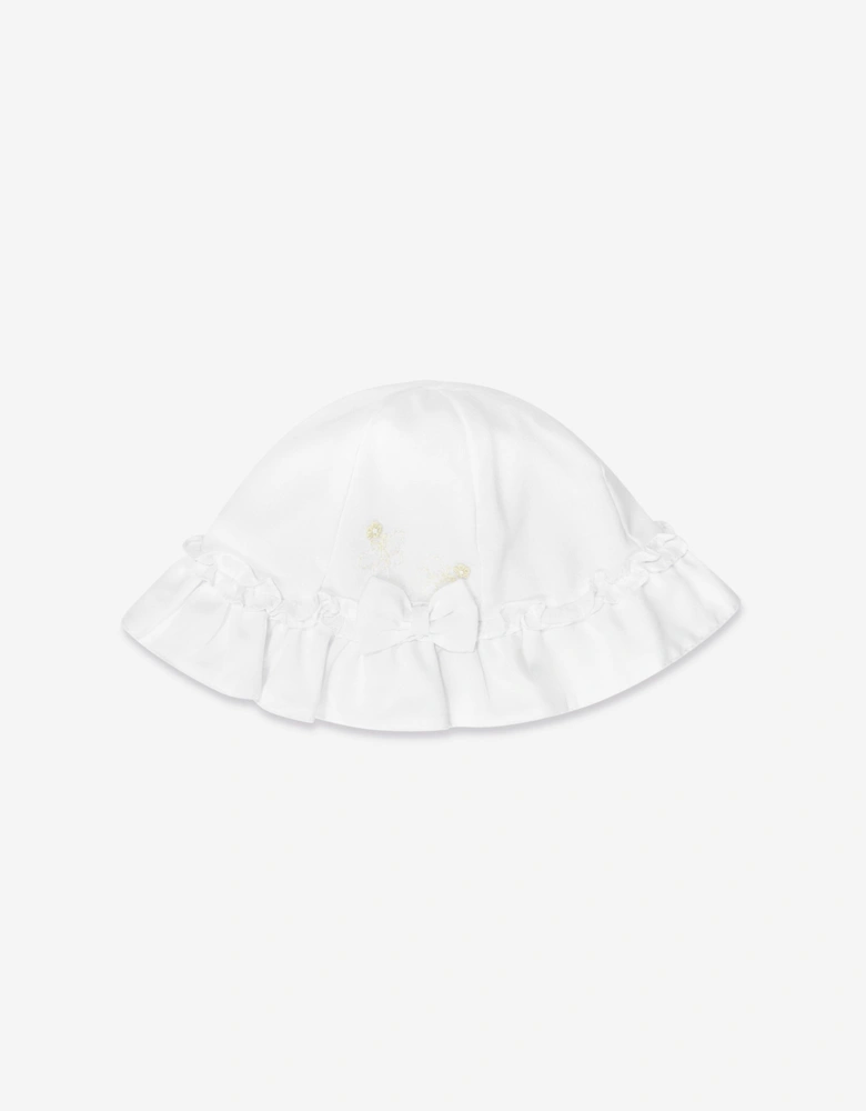 Baby Girls Bubble Romper and Hat in White