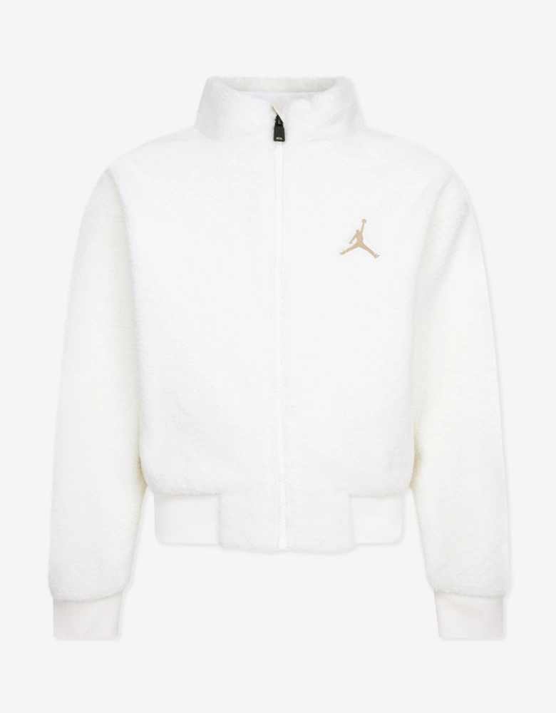 Jordan Girls Jumpman Sherpa Jacket in Ivory
