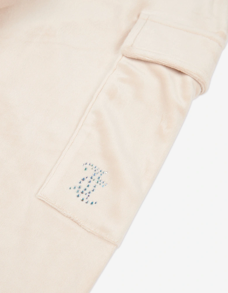 Girls Cargo Cuffed Joggers in Beige