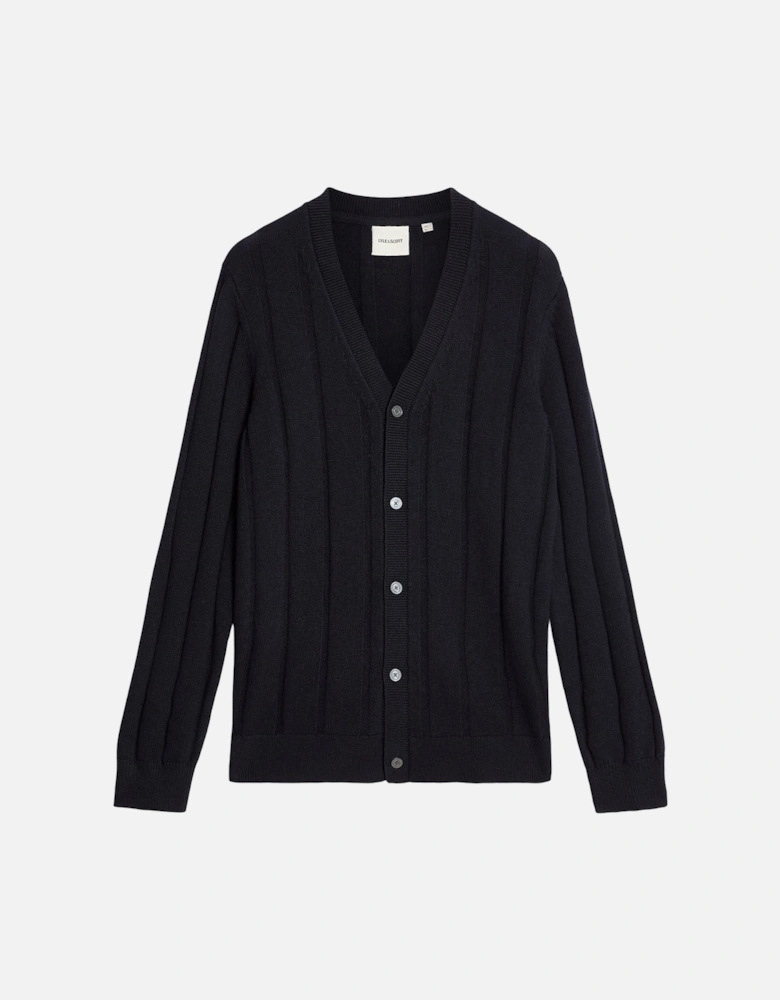 Wool Blend Ribbed Cardigan