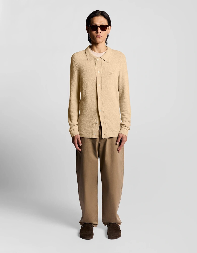 Textured Knit Collared Cardigan
