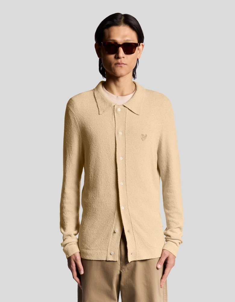 Textured Knit Collared Cardigan