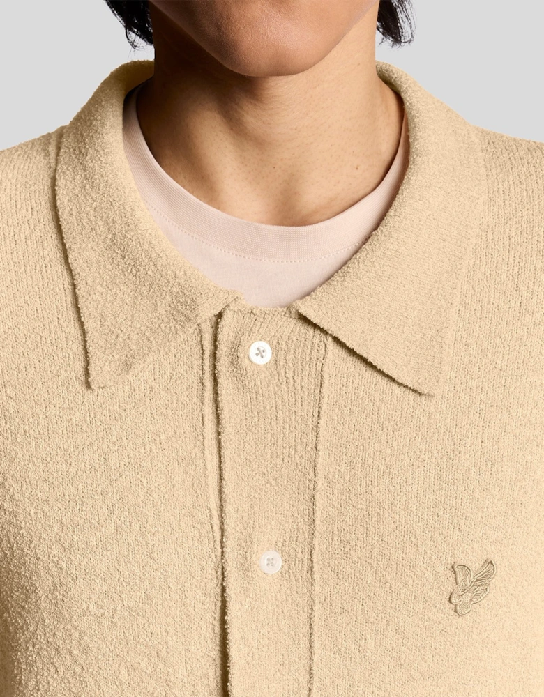 Textured Knit Collared Cardigan