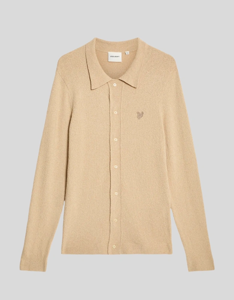 Textured Knit Collared Cardigan