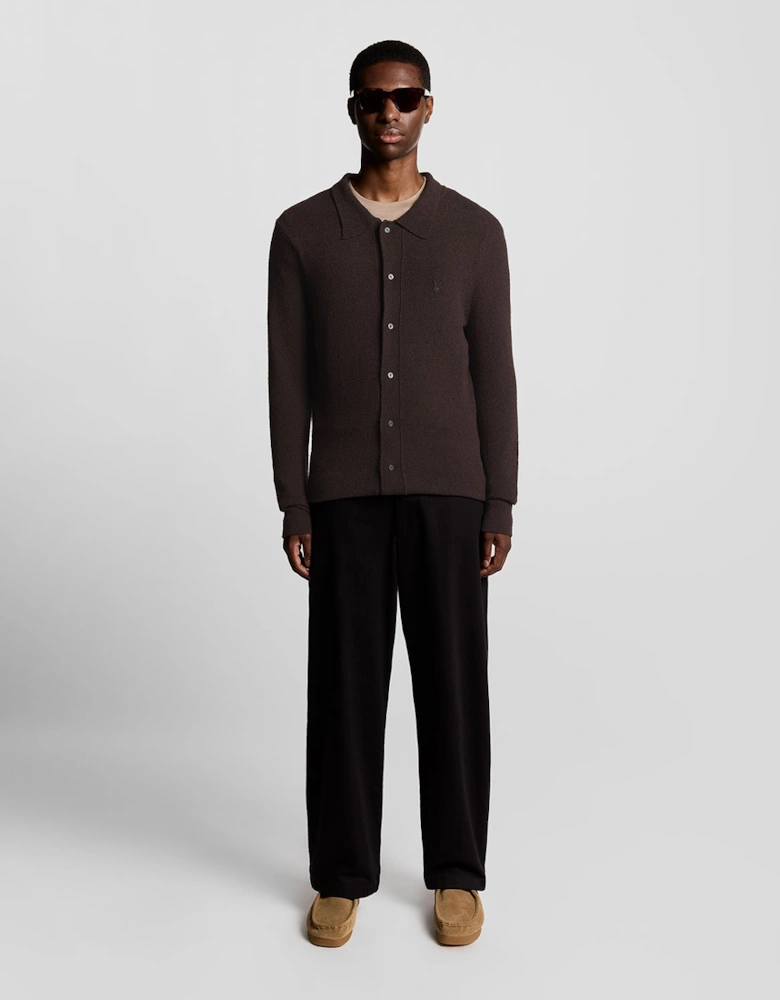 Textured Knit Collared Cardigan