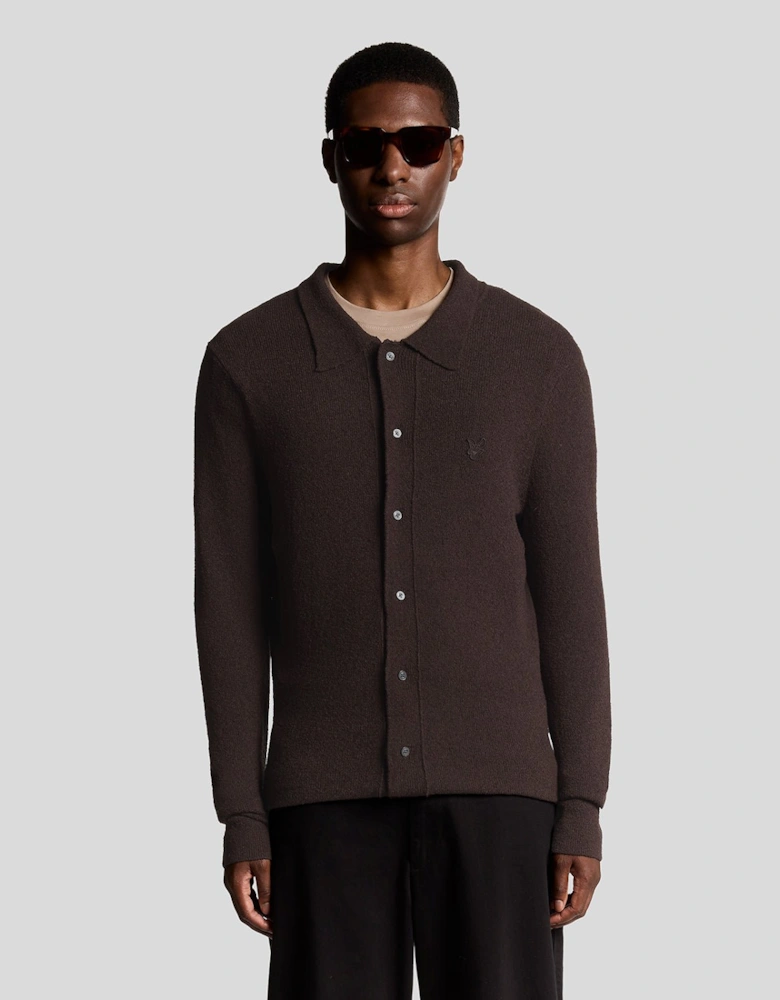 Textured Knit Collared Cardigan