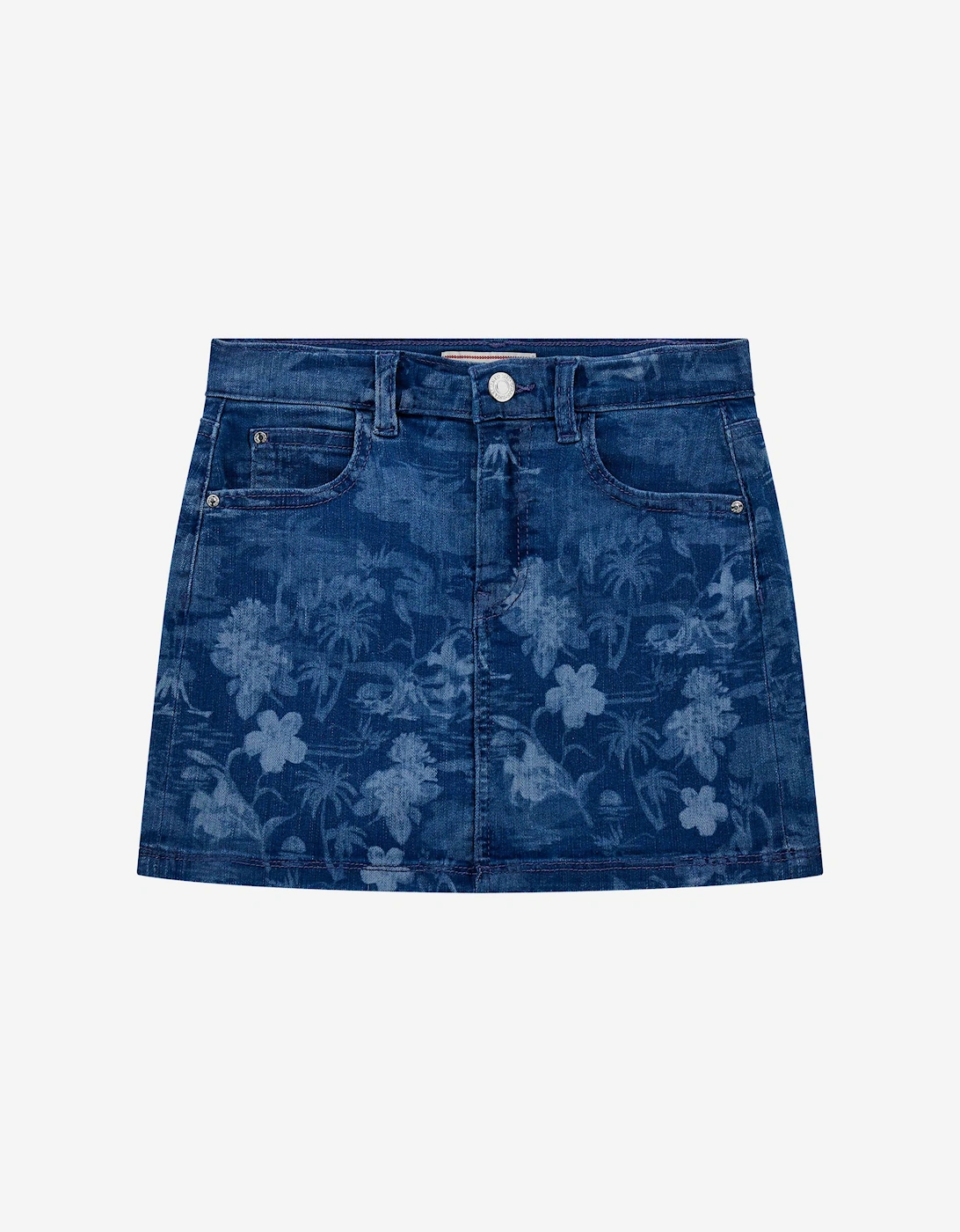 Girls Tropical Jungle Denim Skirt in Blue, 5 of 4