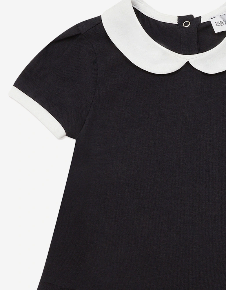 Baby Girls Jersey Pleasted Dress in Navy